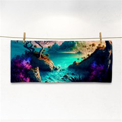 Tropical Paradise Beach Ocean Shore Sea Fantasy Hand Towel by Pakemis