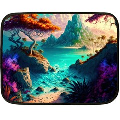 Tropical Paradise Beach Ocean Shore Sea Fantasy One Side Fleece Blanket (mini) by Pakemis