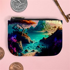 Tropical Paradise Beach Ocean Shore Sea Fantasy Mini Coin Purse by Pakemis