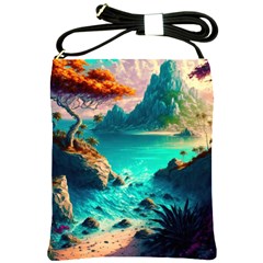 Tropical Paradise Beach Ocean Shore Sea Fantasy Shoulder Sling Bag by Pakemis