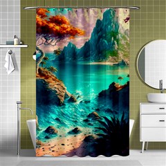 Tropical Paradise Beach Ocean Shore Sea Fantasy Shower Curtain 48  X 72  (small)  by Pakemis