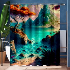 Tropical Paradise Beach Ocean Shore Sea Fantasy Shower Curtain 60  X 72  (medium)  by Pakemis