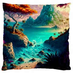 Tropical Paradise Beach Ocean Shore Sea Fantasy Large Cushion Case (two Sides) by Pakemis