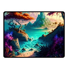 Tropical Paradise Beach Ocean Shore Sea Fantasy Fleece Blanket (small) by Pakemis