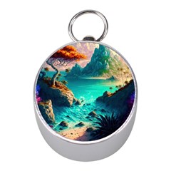 Tropical Paradise Beach Ocean Shore Sea Fantasy Mini Silver Compasses by Pakemis