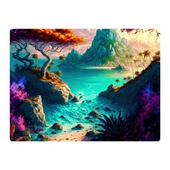 Tropical Paradise Beach Ocean Shore Sea Fantasy Premium Plush Fleece Blanket (mini) by Pakemis