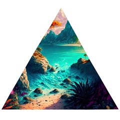 Tropical Paradise Beach Ocean Shore Sea Fantasy Wooden Puzzle Triangle by Pakemis