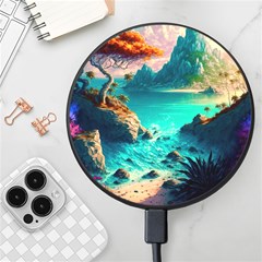 Tropical Paradise Beach Ocean Shore Sea Fantasy Wireless Fast Charger(black)