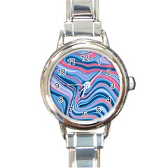 Fluid Art - Abstract And Modern Round Italian Charm Watch by GardenOfOphir