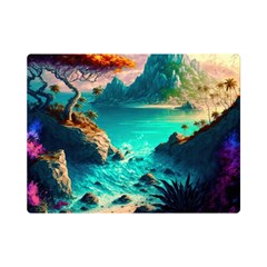 Tropical Paradise Beach Ocean Shore Sea Fantasy One Side Premium Plush Fleece Blanket (mini) by Pakemis