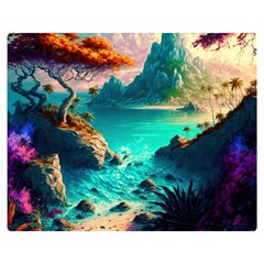 Tropical Paradise Beach Ocean Shore Sea Fantasy One Side Premium Plush Fleece Blanket (medium) by Pakemis