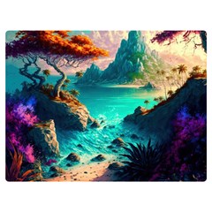 Tropical Paradise Beach Ocean Shore Sea Fantasy Premium Plush Fleece Blanket (extra Small)