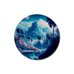 Tropical Winter Fantasy Landscape Paradise Rubber Coaster (round) by Pakemis