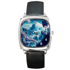 Tropical Winter Fantasy Landscape Paradise Square Metal Watch by Pakemis