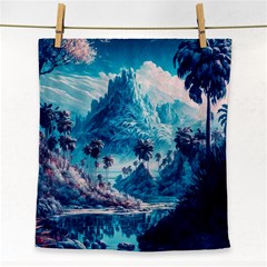 Tropical Winter Fantasy Landscape Paradise Face Towel by Pakemis