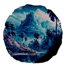 Tropical Winter Fantasy Landscape Paradise Large 18  Premium Round Cushions