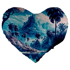 Tropical Winter Fantasy Landscape Paradise Large 19  Premium Heart Shape Cushions by Pakemis