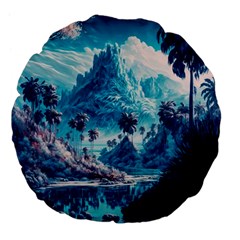 Tropical Winter Fantasy Landscape Paradise Large 18  Premium Flano Round Cushions by Pakemis