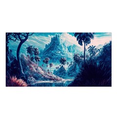 Tropical Winter Fantasy Landscape Paradise Satin Shawl 45  X 80  by Pakemis