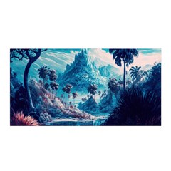 Tropical Winter Fantasy Landscape Paradise Satin Wrap 35  X 70  by Pakemis