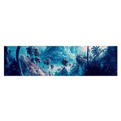 Tropical Winter Fantasy Landscape Paradise Oblong Satin Scarf (16  X 60 ) by Pakemis