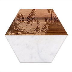 Tropical Winter Fantasy Landscape Paradise Marble Wood Coaster (hexagon)  by Pakemis