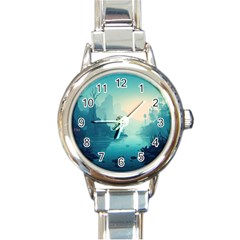 Ai Generated River Forest Woods Outdoors Round Italian Charm Watch by Pakemis