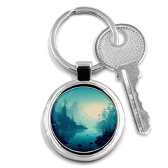 Ai Generated River Forest Woods Outdoors Key Chain (round) by Pakemis