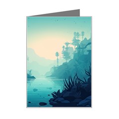 Ai Generated River Forest Woods Outdoors Mini Greeting Card by Pakemis