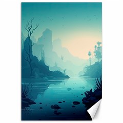 Ai Generated River Forest Woods Outdoors Canvas 12  X 18 