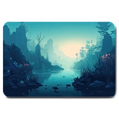 Ai Generated River Forest Woods Outdoors Large Doormat by Pakemis