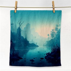 Ai Generated River Forest Woods Outdoors Face Towel by Pakemis