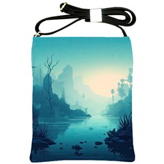 Ai Generated River Forest Woods Outdoors Shoulder Sling Bag by Pakemis