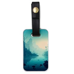 Ai Generated River Forest Woods Outdoors Luggage Tag (one Side) by Pakemis