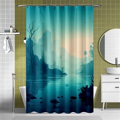 Ai Generated River Forest Woods Outdoors Shower Curtain 48  X 72  (small)  by Pakemis