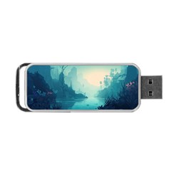 Ai Generated River Forest Woods Outdoors Portable Usb Flash (two Sides) by Pakemis