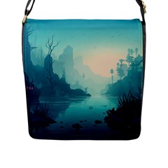 Ai Generated River Forest Woods Outdoors Flap Closure Messenger Bag (l) by Pakemis