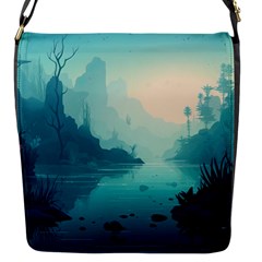 Ai Generated River Forest Woods Outdoors Flap Closure Messenger Bag (s) by Pakemis