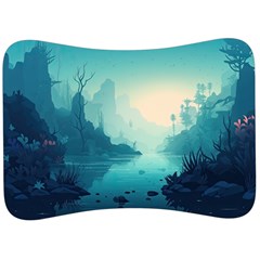 Ai Generated River Forest Woods Outdoors Velour Seat Head Rest Cushion by Pakemis