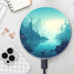 Ai Generated River Forest Woods Outdoors Wireless Fast Charger(white) by Pakemis