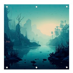 Ai Generated River Forest Woods Outdoors Banner And Sign 4  X 4  by Pakemis