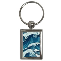 Waves Ocean Sea Pattern Water Tsunami Rough Seas Key Chain (rectangle)