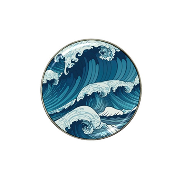 Waves Ocean Sea Pattern Water Tsunami Rough Seas Hat Clip Ball Marker (4 pack)