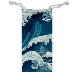 Waves Ocean Sea Pattern Water Tsunami Rough Seas Jewelry Bag by Pakemis