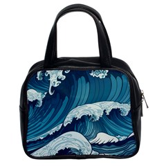 Waves Ocean Sea Pattern Water Tsunami Rough Seas Classic Handbag (two Sides) by Pakemis