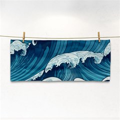 Waves Ocean Sea Pattern Water Tsunami Rough Seas Hand Towel by Pakemis