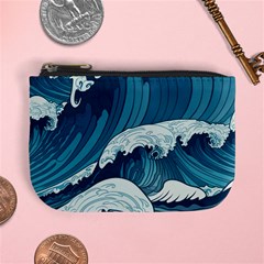 Waves Ocean Sea Pattern Water Tsunami Rough Seas Mini Coin Purse by Pakemis