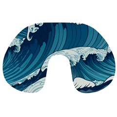 Waves Ocean Sea Pattern Water Tsunami Rough Seas Travel Neck Pillow by Pakemis