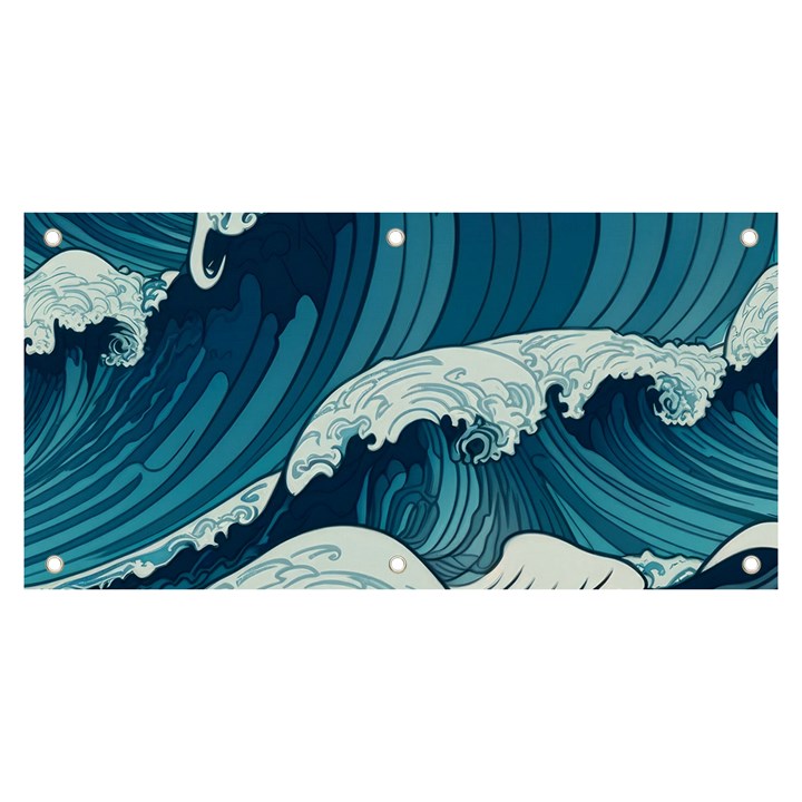 Waves Ocean Sea Pattern Water Tsunami Rough Seas Banner and Sign 6  x 3 