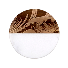 Waves Ocean Sea Pattern Water Tsunami Rough Seas Classic Marble Wood Coaster (round)  by Pakemis